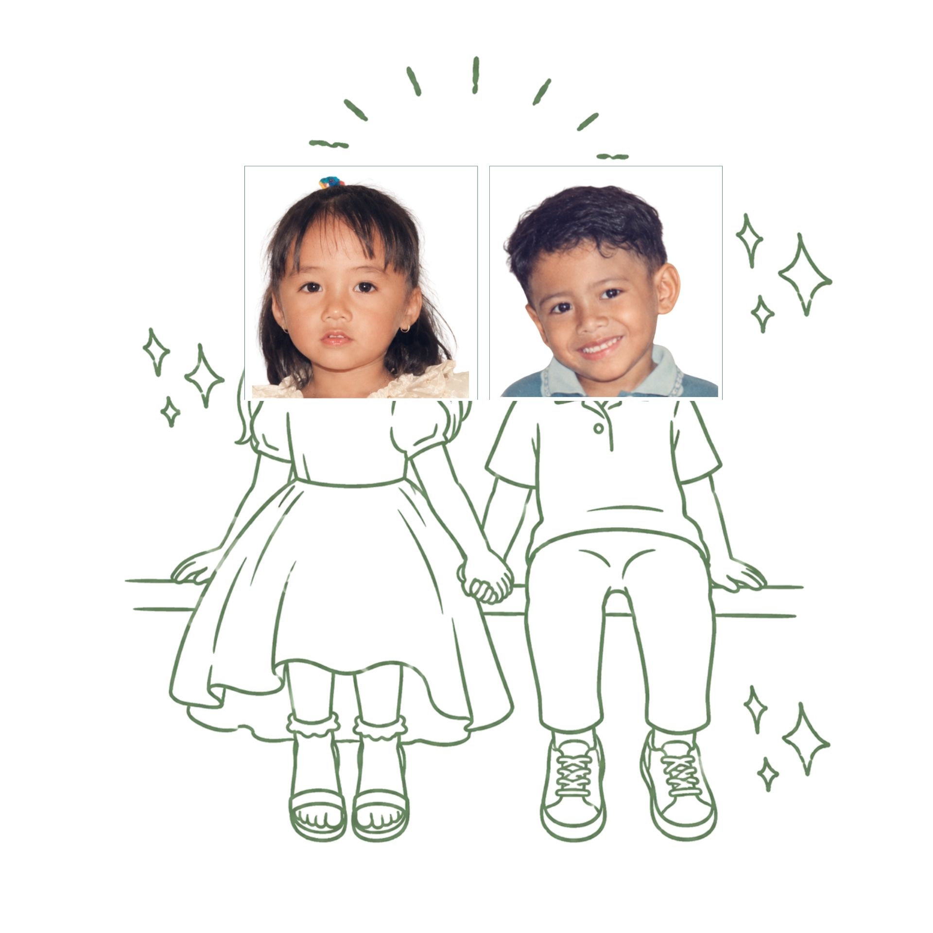 Meiga and Dicko childhood illustration